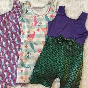 Mermaid set of 3 girls leotards